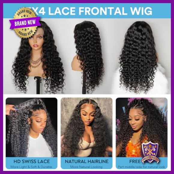 30 Inch Deep Wave Lace Front Wig Human Hair 13x4 Wet Wavy 200% Density